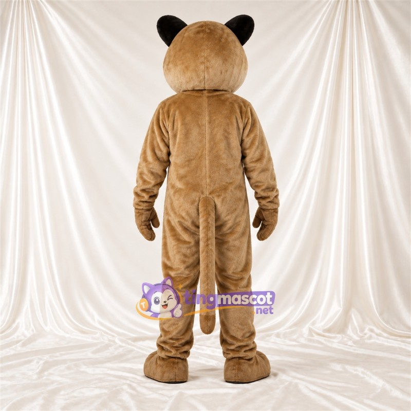 Tan and Black Bobcat Mascot Costume - Blue Eyes and Pointed Fangs Tan and Black Bobcat Mascot Costume - Blue Eyes and Pointed Fangs