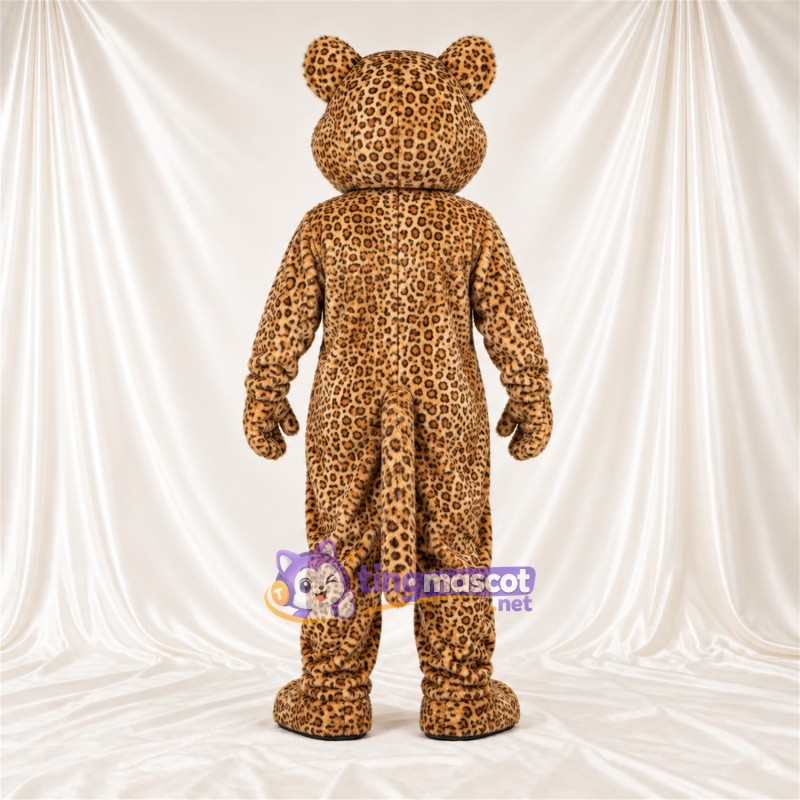 Costume de mascotte Léopard – brun clair / noir – Petites oreilles rondes; Yeux (vert) Costume de mascotte Léopard – brun clair / noir – Petites oreilles rondes; Yeux (vert)