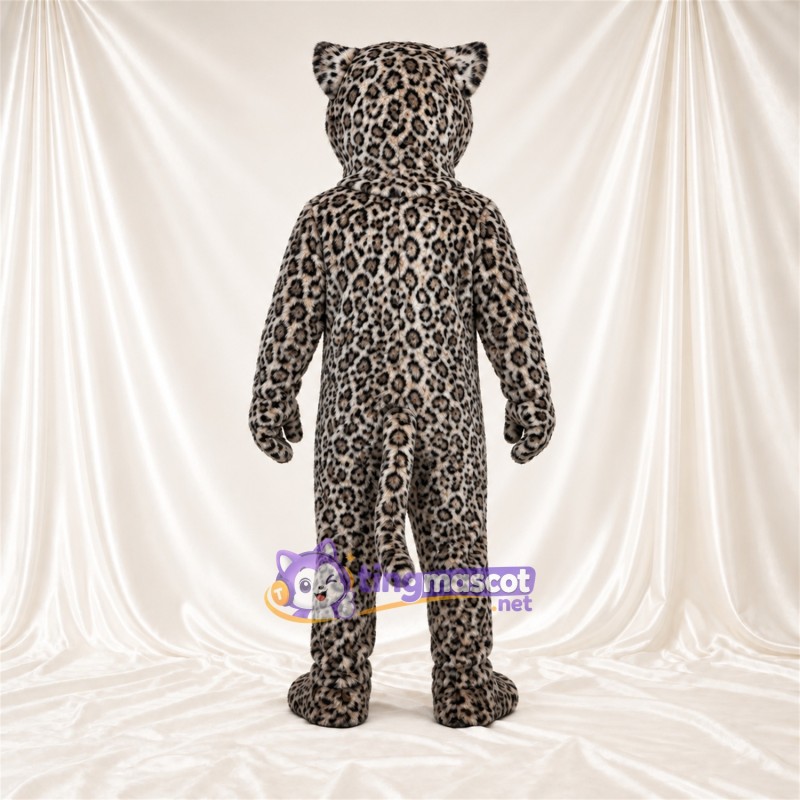 Costume de mascotte Léopard – gris / noir – Langue (rose); Crocs pointus Costume de mascotte Léopard – gris / noir – Langue (rose); Crocs pointus