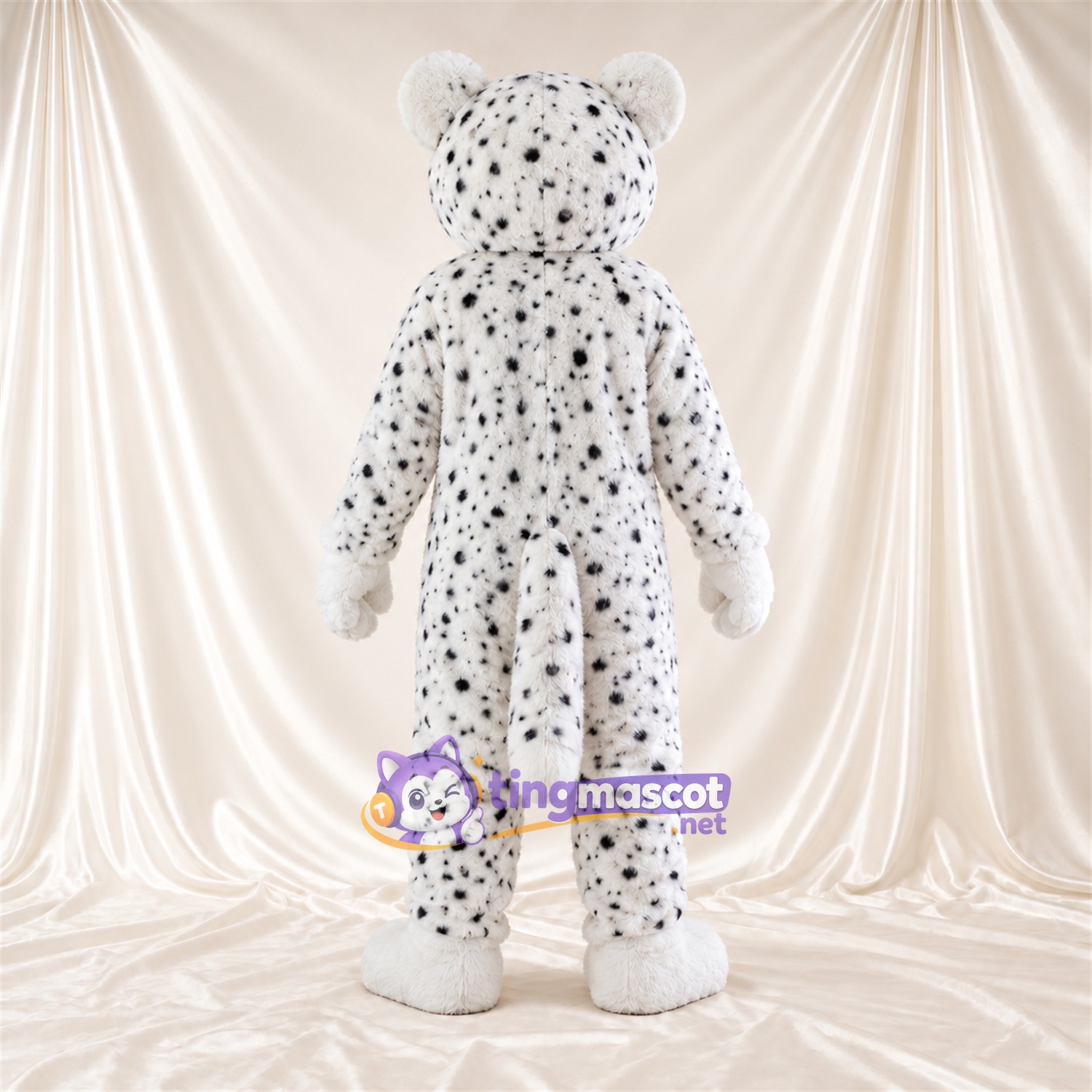 Costume de mascotte Léopard – blanc / noir – Ventre (blanc); Taches (noir) Costume de mascotte Léopard – blanc / noir – Ventre (blanc); Taches (noir)