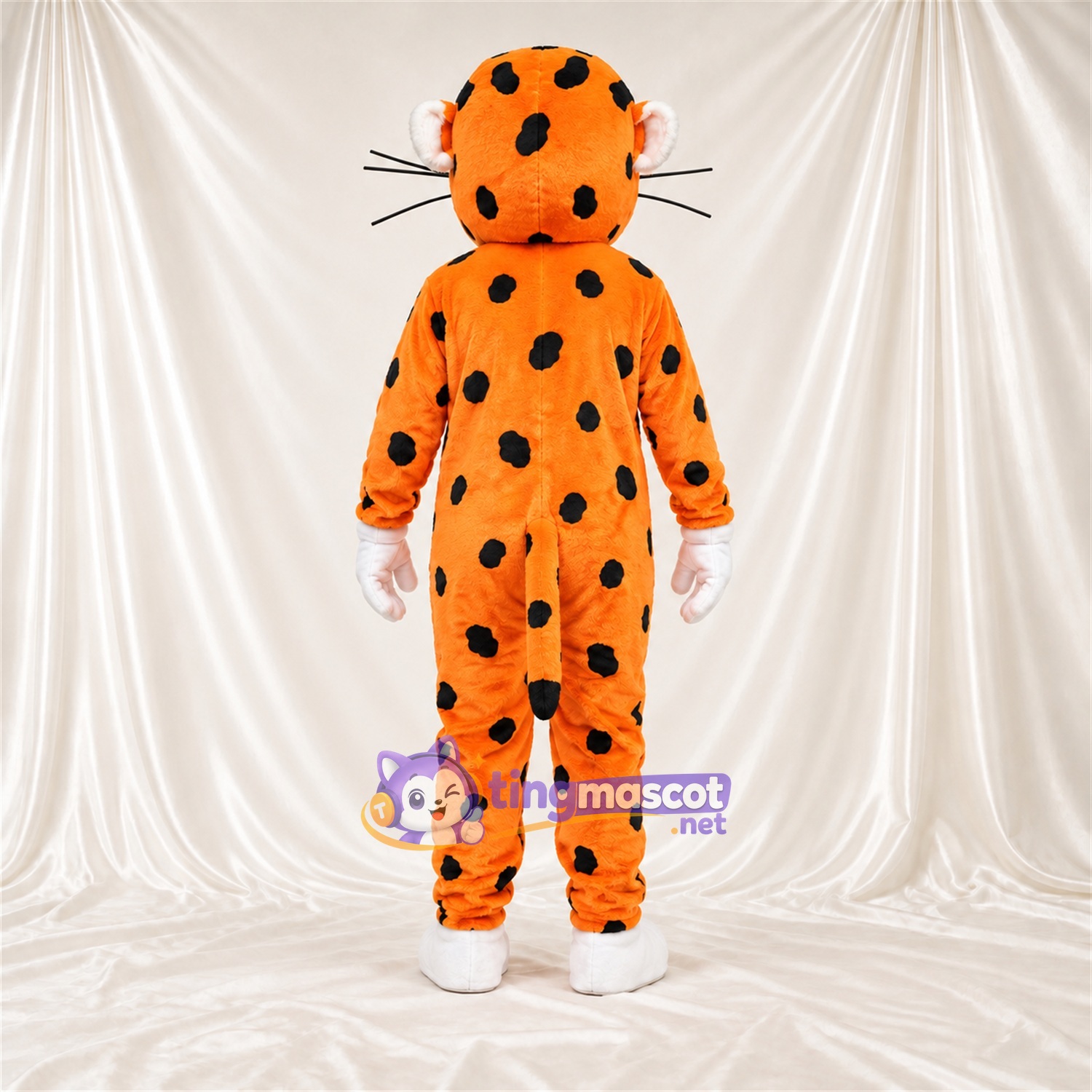 Costume de mascotte Guépard – orange – Lunettes de soleil; Gants (blanc)