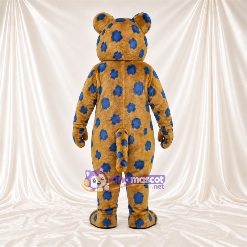Costume de mascotte Léopard – brun clair – Taches (bleu) Costume de mascotte Léopard – brun clair – Taches (bleu)