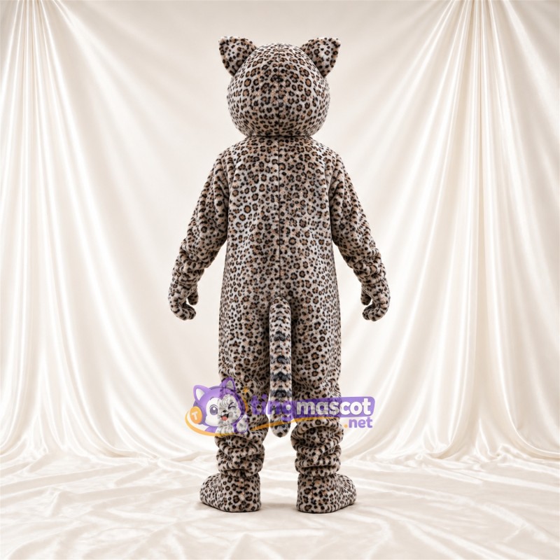Costume de mascotte Léopard – gris / noir – Museau (blanc); Nez (rose) Costume de mascotte Léopard – gris / noir – Museau (blanc); Nez (rose)