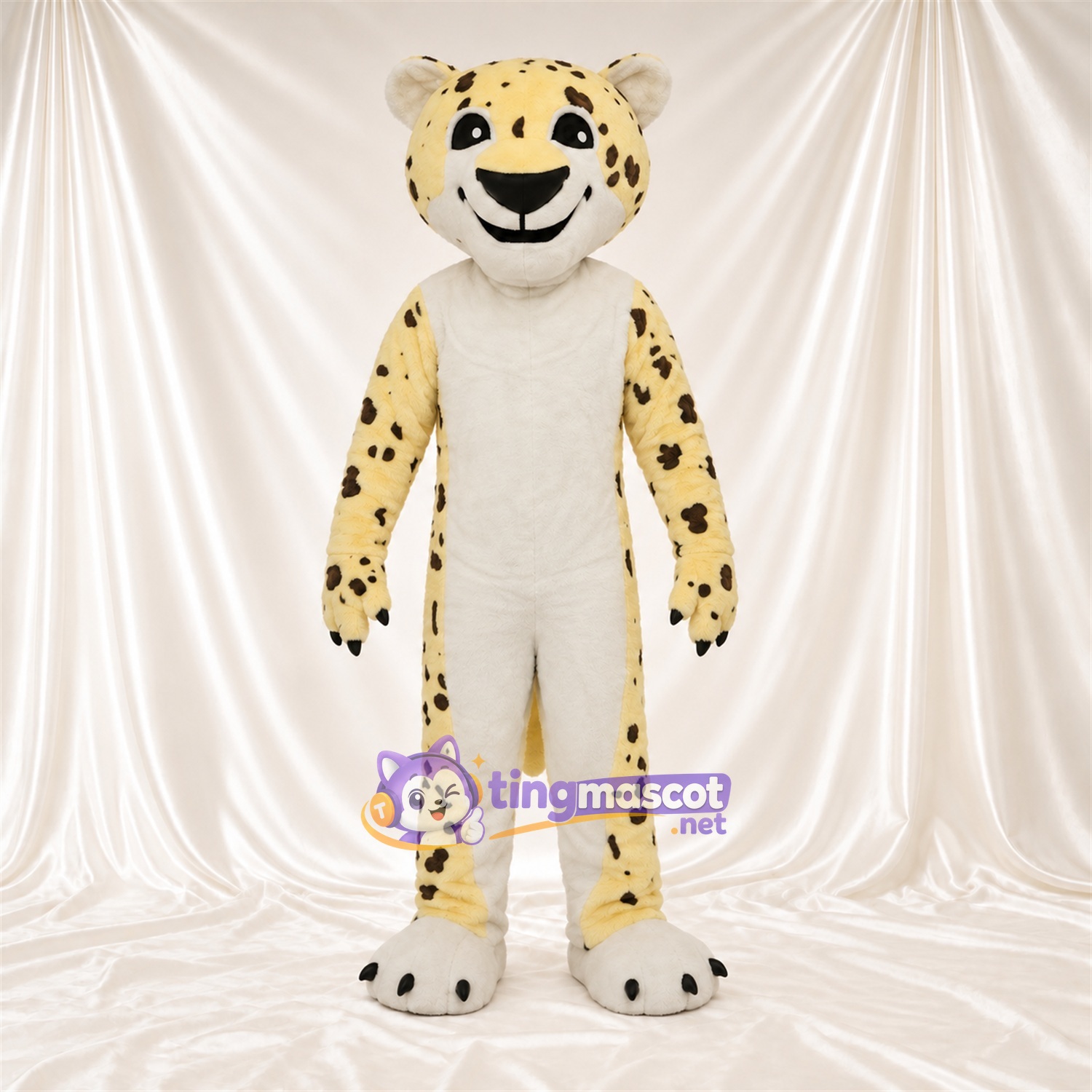 Costume de mascotte Guépard – crème / noir Costume de mascotte Guépard – crème / noir