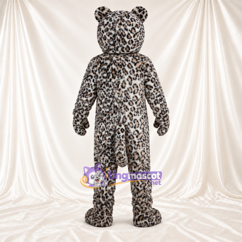 Maskottchenkostüm Leopard – grau / schwarz – Augen (blau); Zunge (rosa) Maskottchenkostüm Leopard – grau / schwarz – Augen (blau); Zunge (rosa)