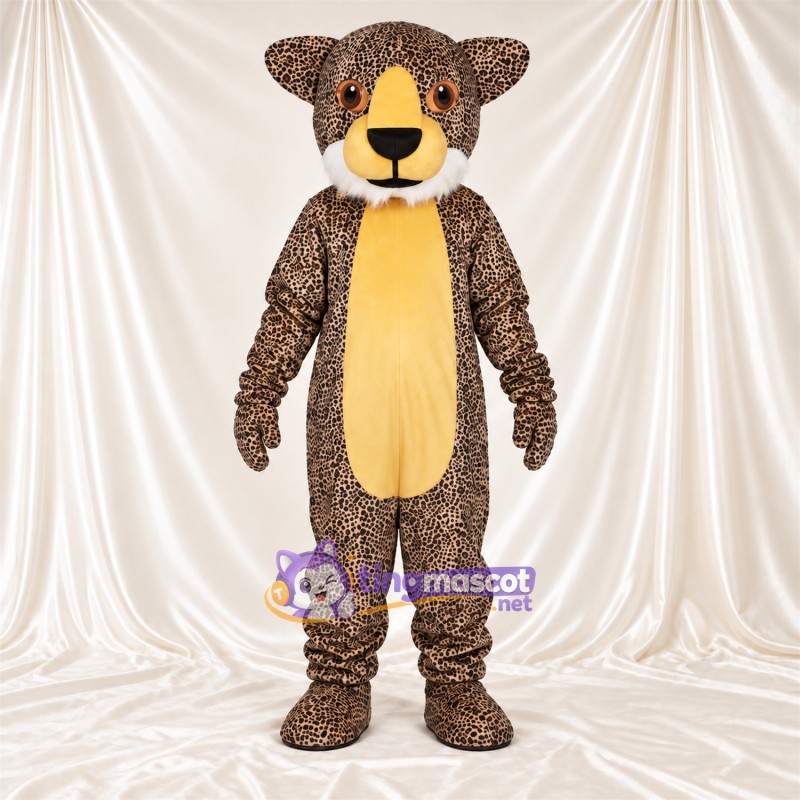 Brown and Black Leopard Mascot Costume - Yellow Belly and Spotted Fur Brown and Black Leopard Mascot Costume - Yellow Belly and Spotted Fur