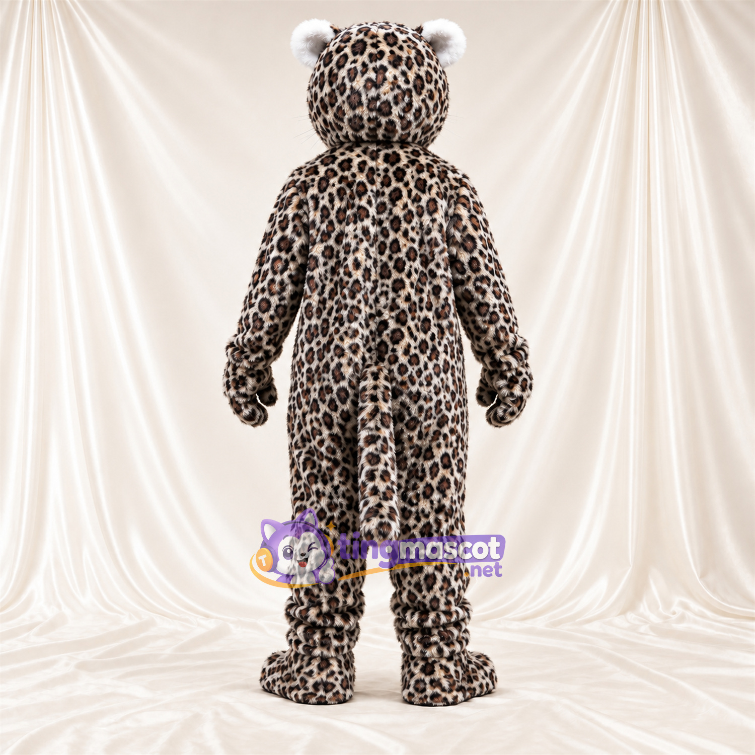 Costume de mascotte Léopard – gris / noir – Bouche ouverte; Taches en rosettes Costume de mascotte Léopard – gris / noir – Bouche ouverte; Taches en rosettes