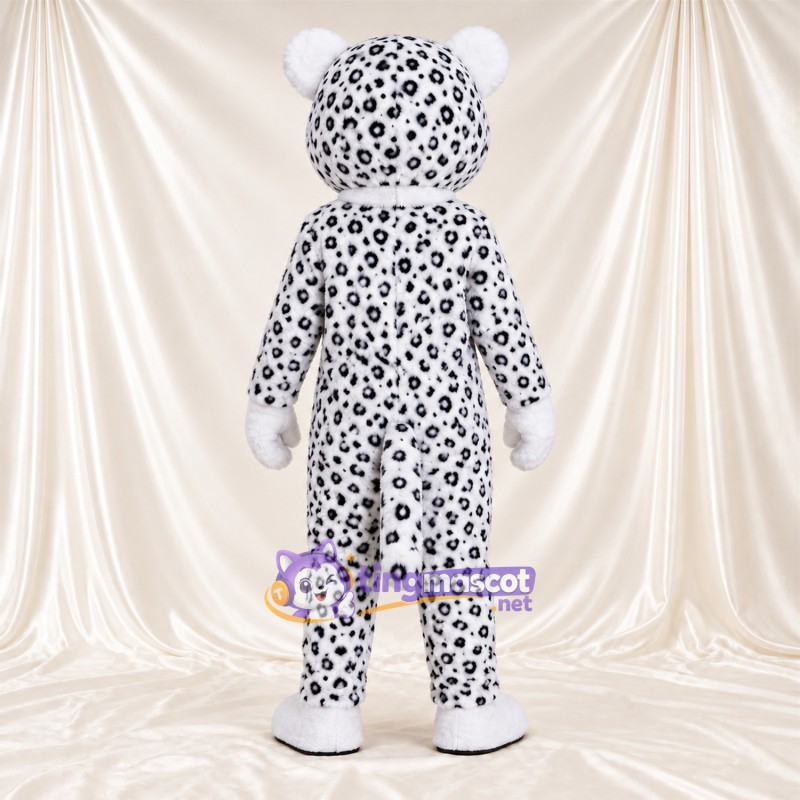 Costume de mascotte Léopard – blanc / noir – Ventre (blanc); Nez (orange) Costume de mascotte Léopard – blanc / noir – Ventre (blanc); Nez (orange)