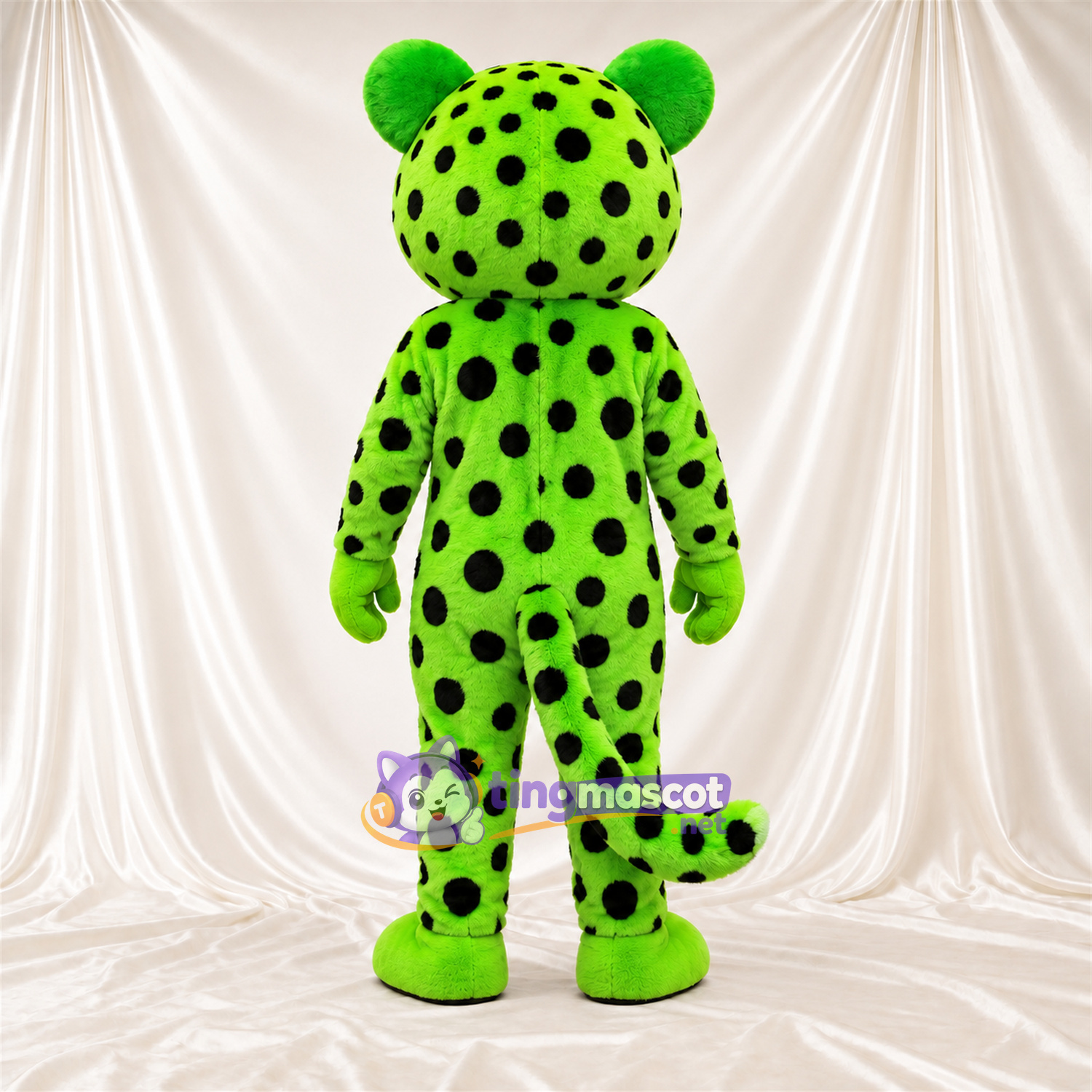 Maskottchenkostüm Leopard – grün / schwarz – Nase (rosa); Flecken (schwarz) Maskottchenkostüm Leopard – grün / schwarz – Nase (rosa); Flecken (schwarz)