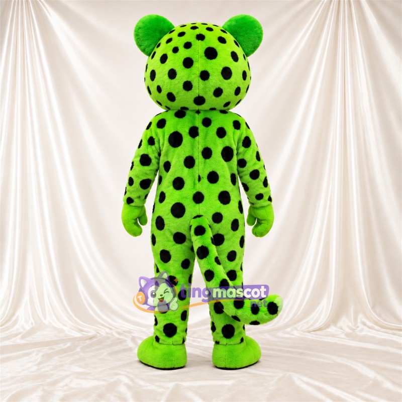 Maskottchenkostüm Leopard – grün / schwarz – Nase (rosa); Flecken (schwarz) Maskottchenkostüm Leopard – grün / schwarz – Nase (rosa); Flecken (schwarz)