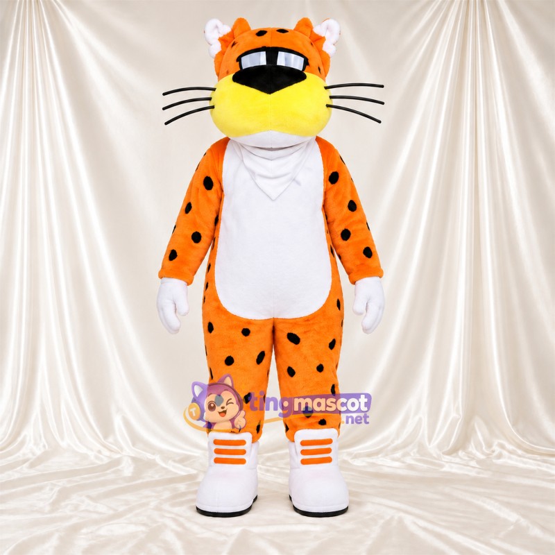 Costume de mascotte Guépard – orange – Lunettes de soleil; Gants (blanc) Costume de mascotte Guépard – orange – Lunettes de soleil; Gants (blanc)