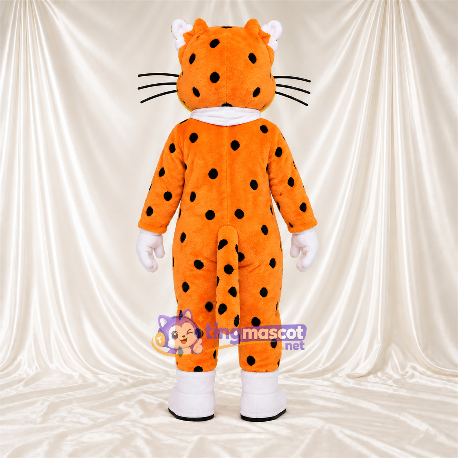 Costume de mascotte Guépard – orange – Lunettes de soleil; Gants (blanc)
