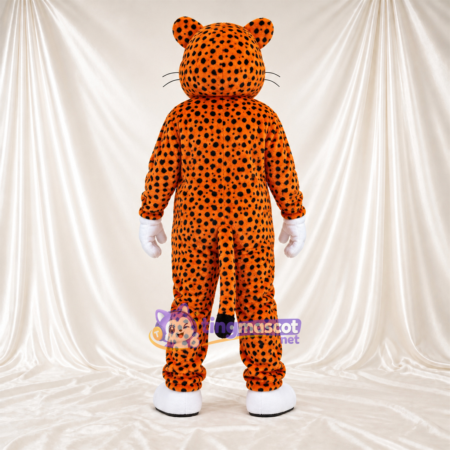 Costume de mascotte Guépard – orange – Lunettes de soleil; Pieds (blanc)