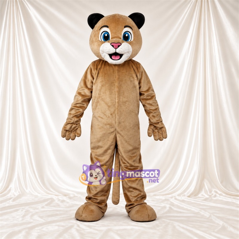 Costume de mascotte Chat – brun clair – Museau (blanc); Yeux (bleu) Costume de mascotte Chat – brun clair – Museau (blanc); Yeux (bleu)
