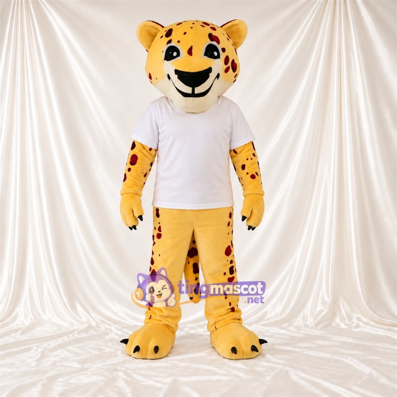 Costume de mascotte Guépard – jaune / noir – Chemise (blanc) Costume de mascotte Guépard – jaune / noir – Chemise (blanc)