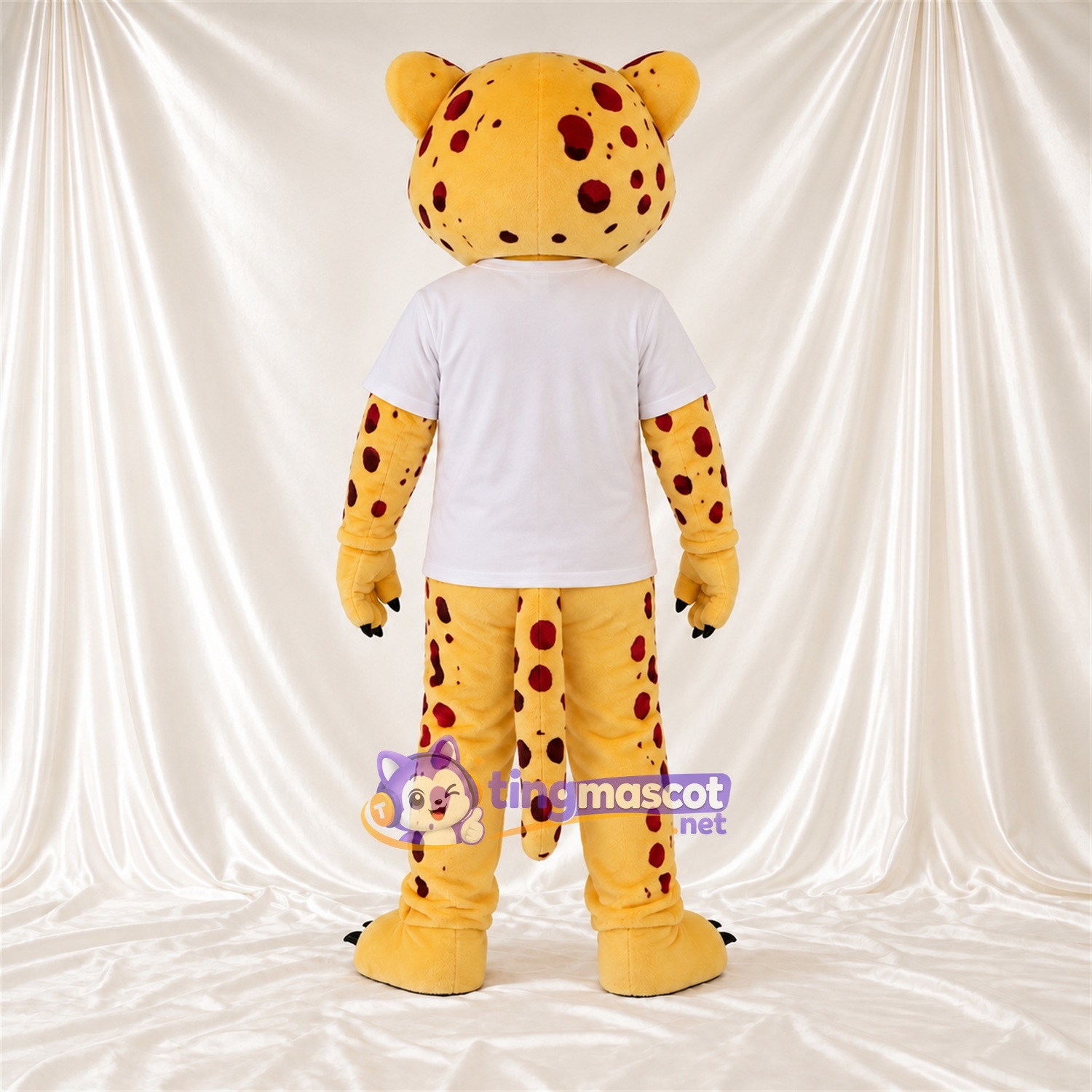 Costume de mascotte Guépard – jaune / noir – Chemise (blanc) Costume de mascotte Guépard – jaune / noir – Chemise (blanc)