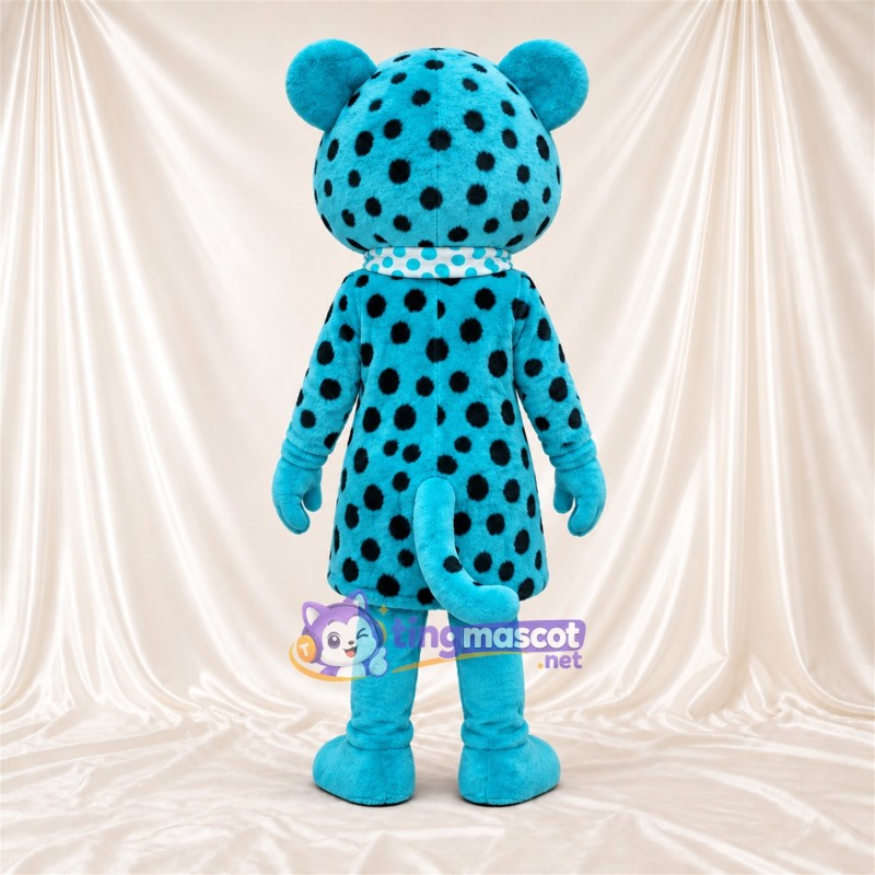 Blue and Black Leopard Mascot Costume Blue and Black Leopard Mascot Costume