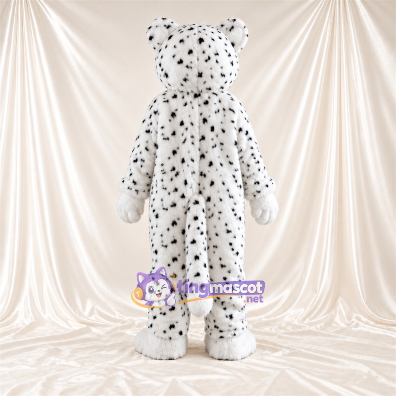 Costume de mascotte Léopard des neiges – blanc – Yeux (bleu); Taches (noir) Costume de mascotte Léopard des neiges – blanc – Yeux (bleu); Taches (noir)