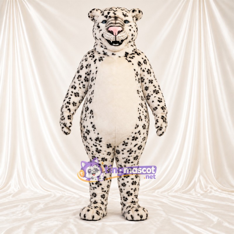 Costume de mascotte Léopard – blanc / noir – Motif tacheté Costume de mascotte Léopard – blanc / noir – Motif tacheté