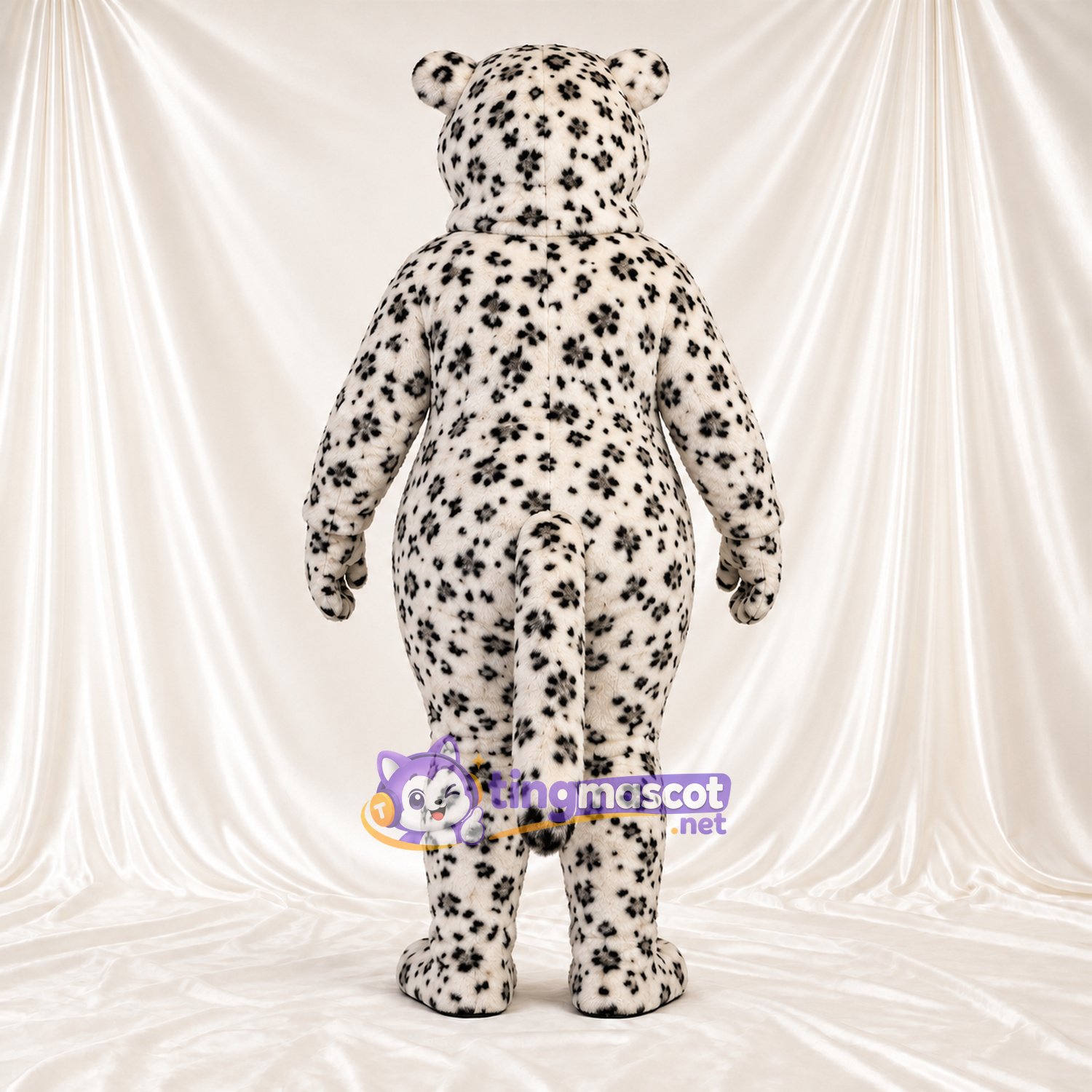 Costume de mascotte Léopard – blanc / noir – Motif tacheté Costume de mascotte Léopard – blanc / noir – Motif tacheté