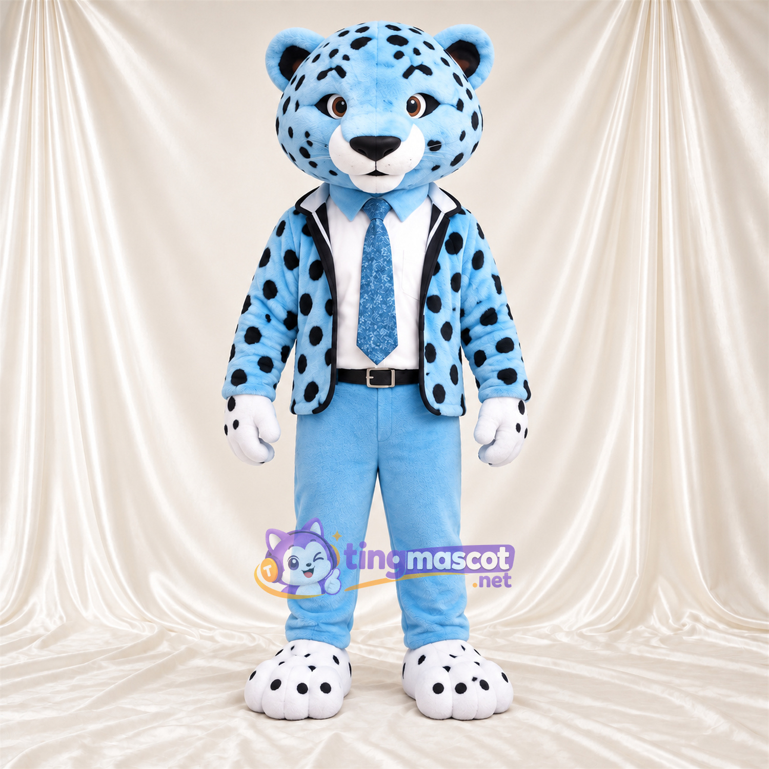 Blue and Black Leopard Mascot Costume - Blue Suit Blue and Black Leopard Mascot Costume - Blue Suit