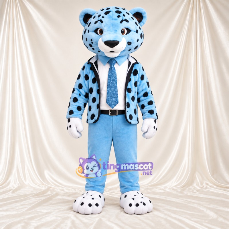 Blue and Black Leopard Mascot Costume - Blue Suit Blue and Black Leopard Mascot Costume - Blue Suit