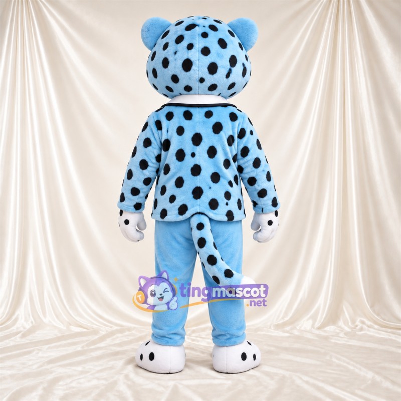 Blue and Black Leopard Mascot Costume - Blue Suit Blue and Black Leopard Mascot Costume - Blue Suit