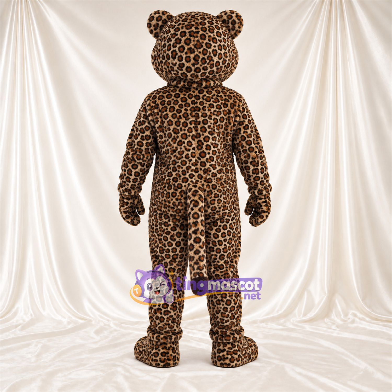 Costume de mascotte Léopard – brun clair / noir – Bouche ouverte; Tête Costume de mascotte Léopard – brun clair / noir – Bouche ouverte; Tête