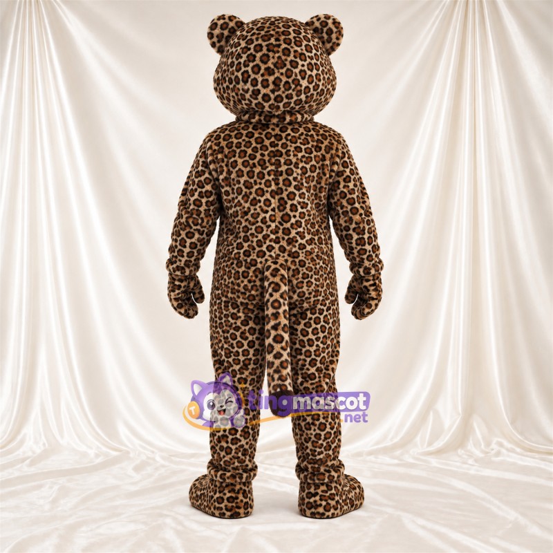 Costume de mascotte Léopard – brun clair / noir – Bouche ouverte; Tête Costume de mascotte Léopard – brun clair / noir – Bouche ouverte; Tête