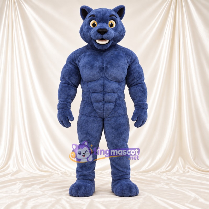 Maskottchenkostüm Panther – blau – Muskelbrust; Augen (gelb) Maskottchenkostüm Panther – blau – Muskelbrust; Augen (gelb)