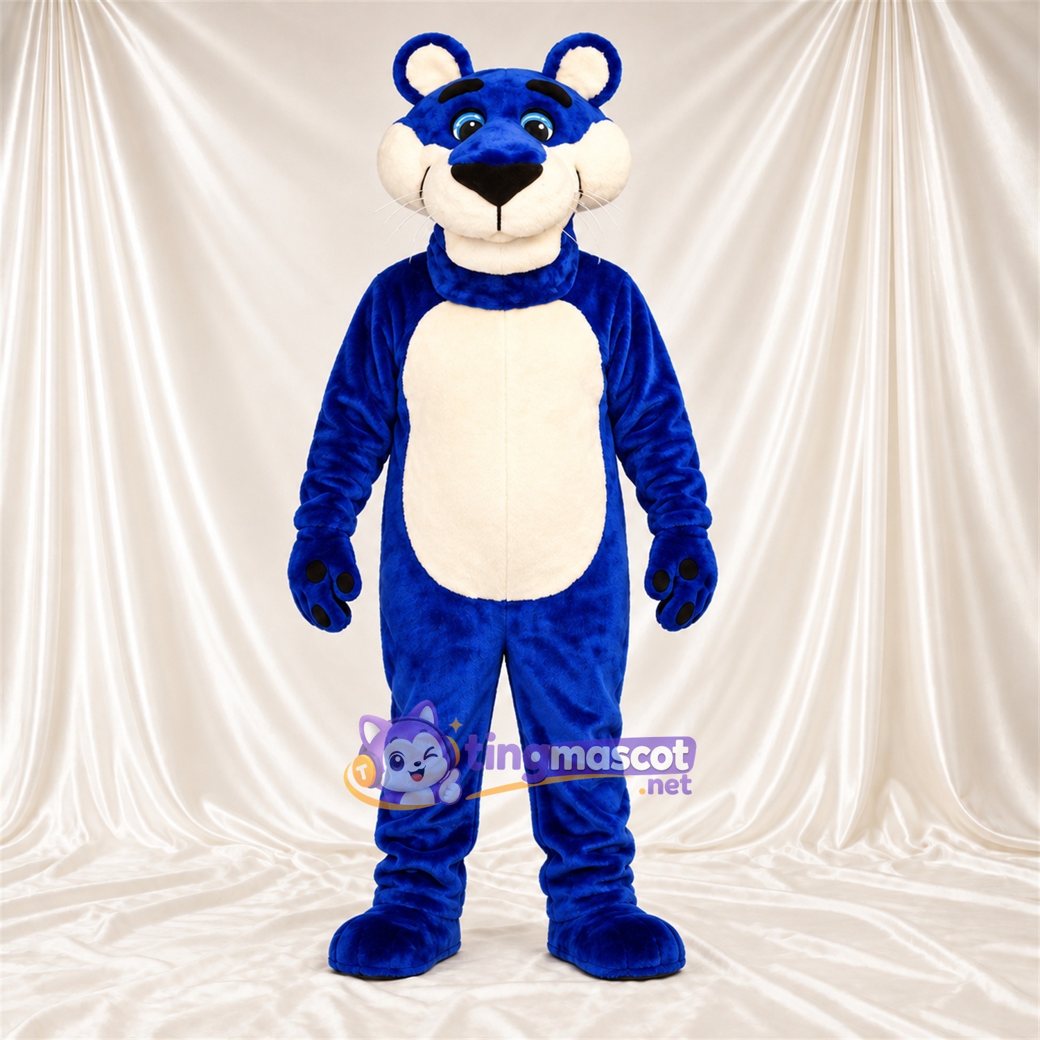 Maskottchenkostüm Panther – blau – Bauch (creme); Pfotenballen (schwarz) Maskottchenkostüm Panther – blau – Bauch (creme); Pfotenballen (schwarz)