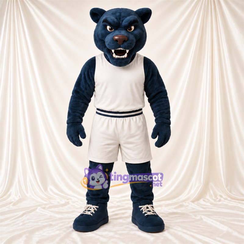 Costume de mascotte Chat sauvage – bleu – Tenue de sport (blanc) Costume de mascotte Chat sauvage – bleu – Tenue de sport (blanc)