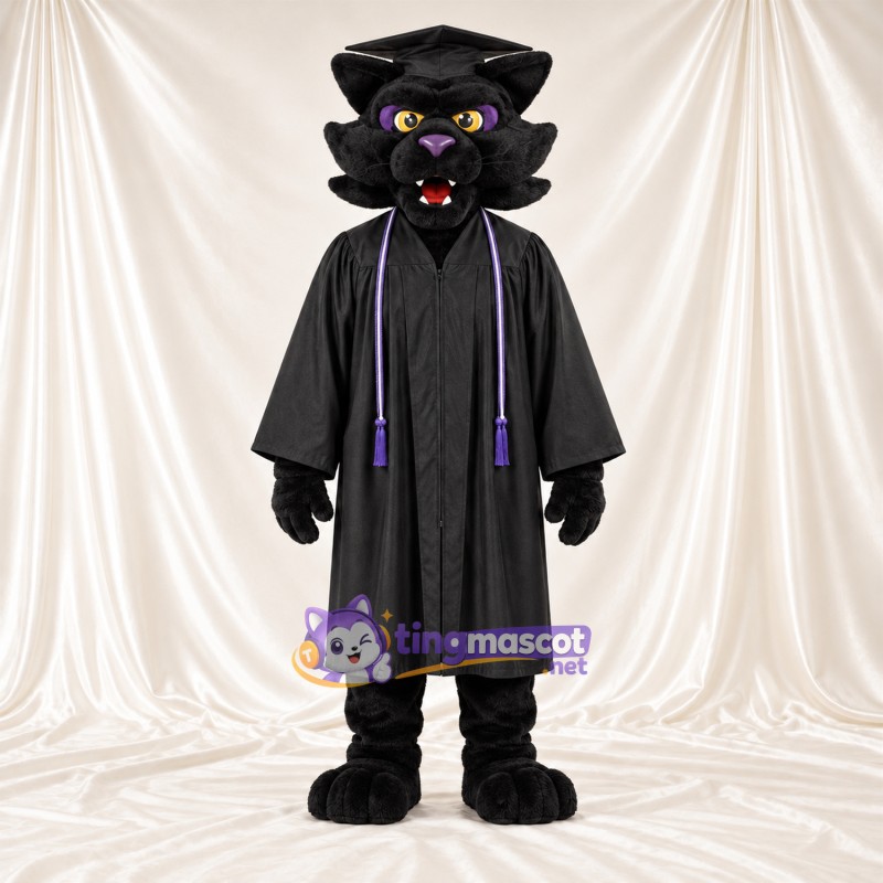 Costume de mascotte Panthère – noir – Coiffe de diplômé Costume de mascotte Panthère – noir – Coiffe de diplômé