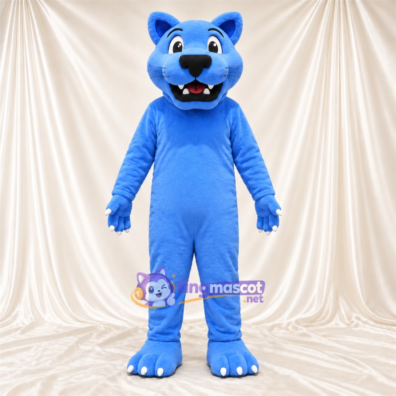 Costume de mascotte Panthère – bleu – Bouche ouverte; Orteils (blanc) Costume de mascotte Panthère – bleu – Bouche ouverte; Orteils (blanc)