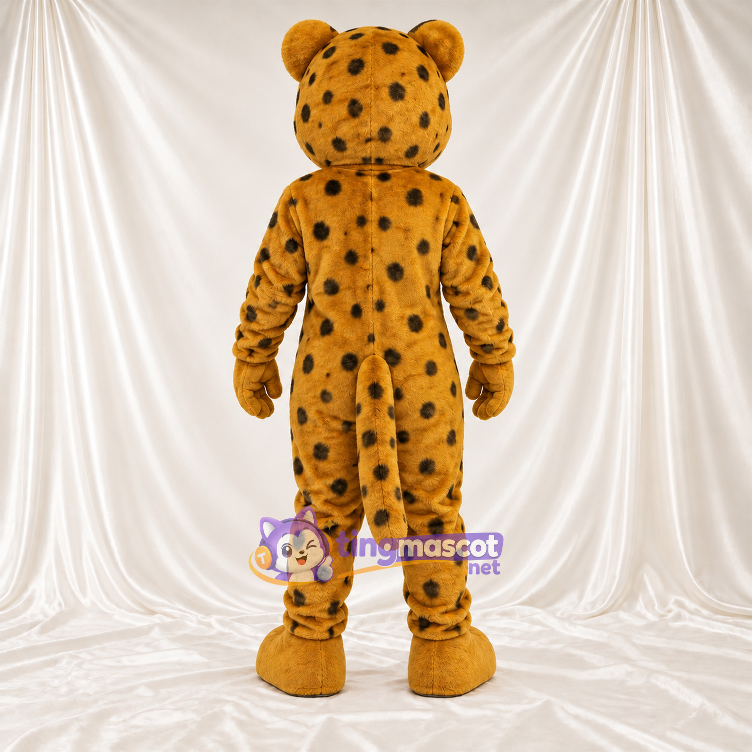 Tan and Black Cheetah Mascot Costume - Cream Belly and Black Spots Tan and Black Cheetah Mascot Costume - Cream Belly and Black Spots
