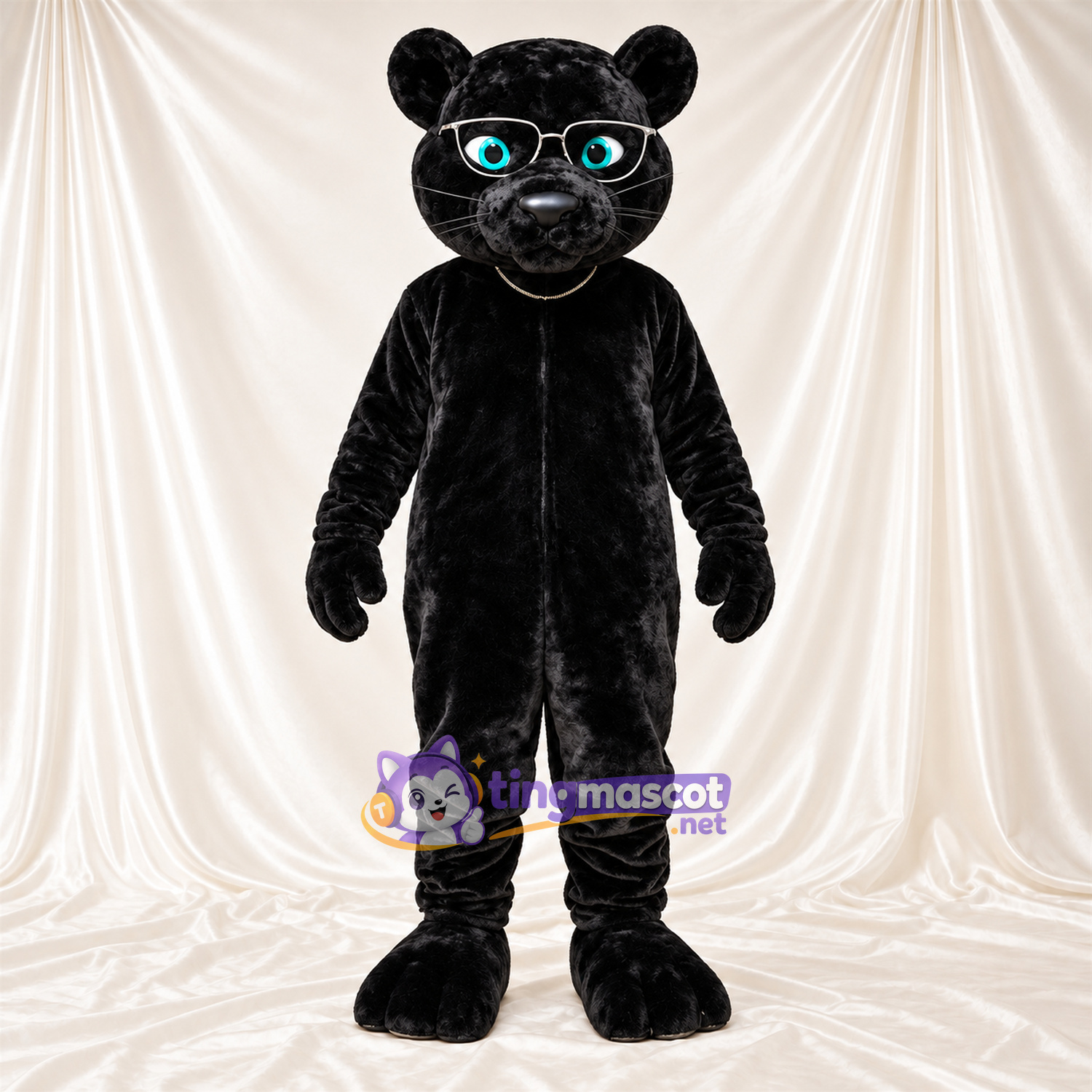 Maskottchenkostüm Panther – schwarz – Schnurrhaare (weiß) Maskottchenkostüm Panther – schwarz – Schnurrhaare (weiß)