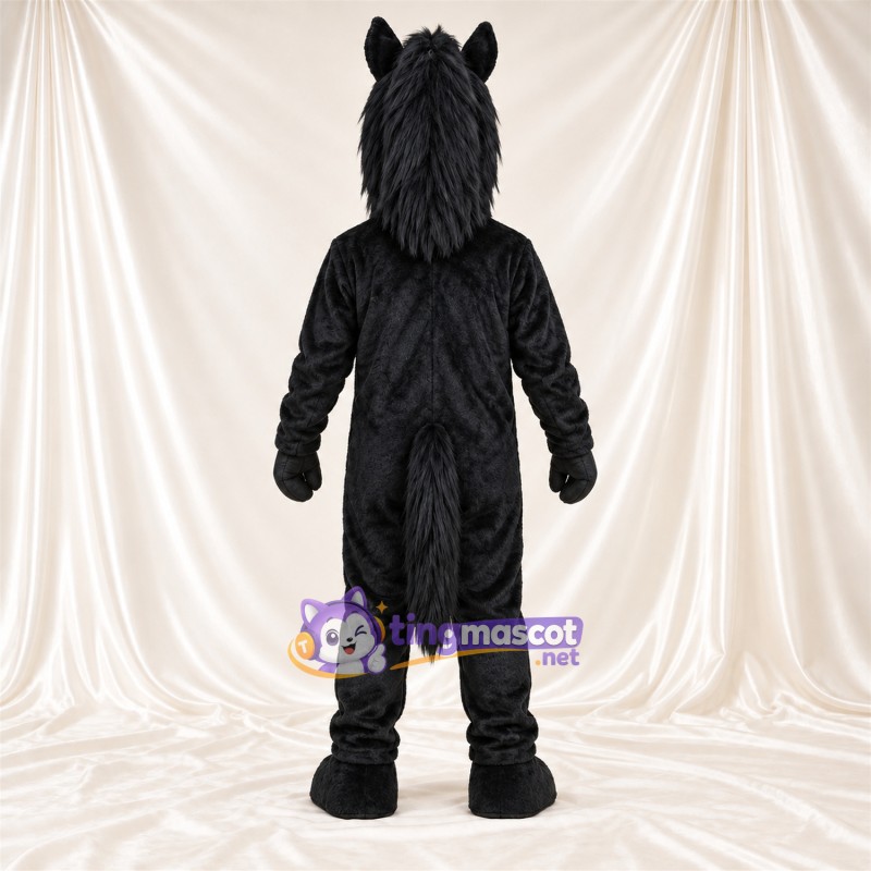 Black Horse Mascot Costume - Black Mane and Head Tuft Black Horse Mascot Costume - Black Mane and Head Tuft