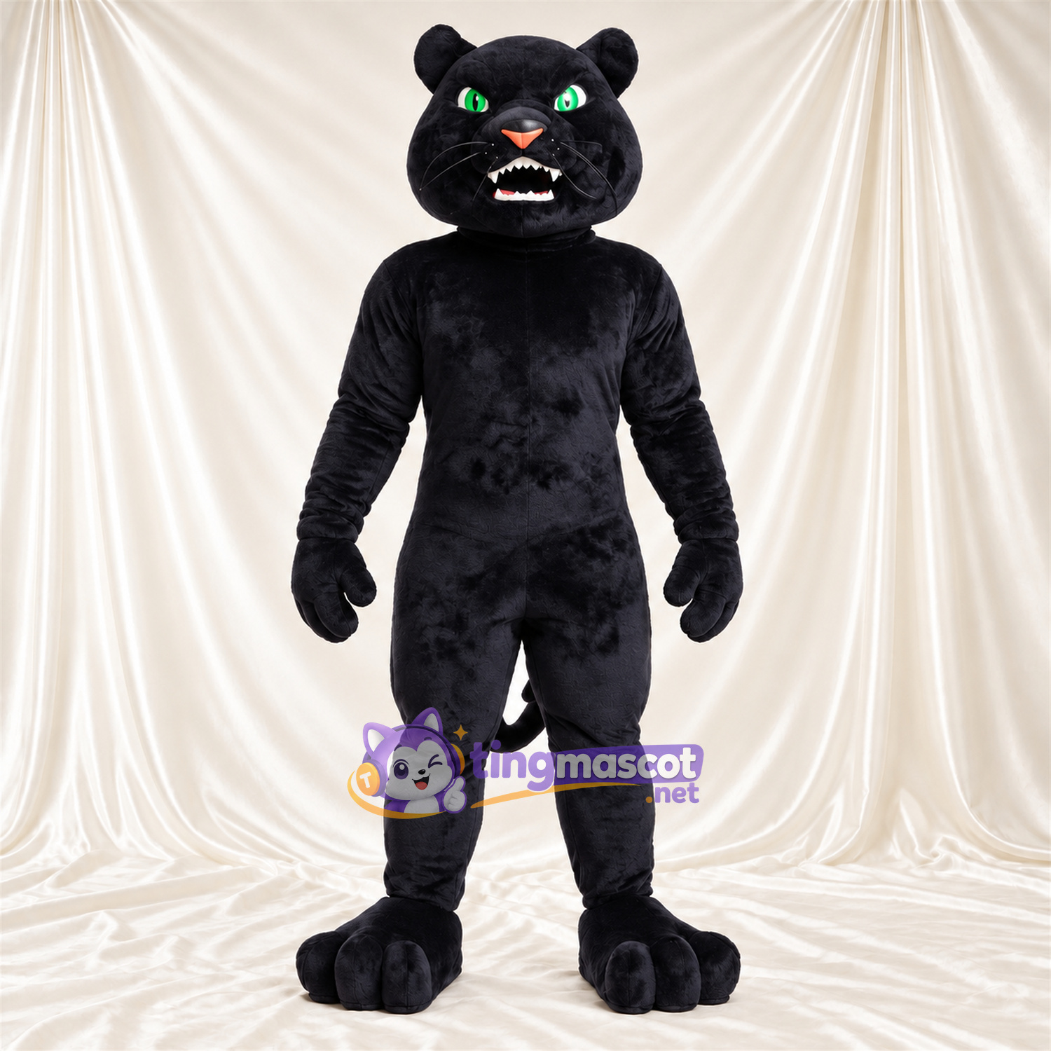 Black Panther Mascot Costume - Angled Eyebrows Black Panther Mascot Costume - Angled Eyebrows