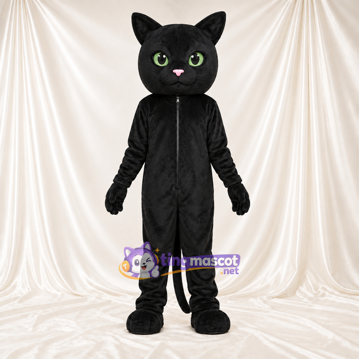 Maskottchenkostüm Panther – schwarz – Spitze Ohren; Augen (grün) Maskottchenkostüm Panther – schwarz – Spitze Ohren; Augen (grün)