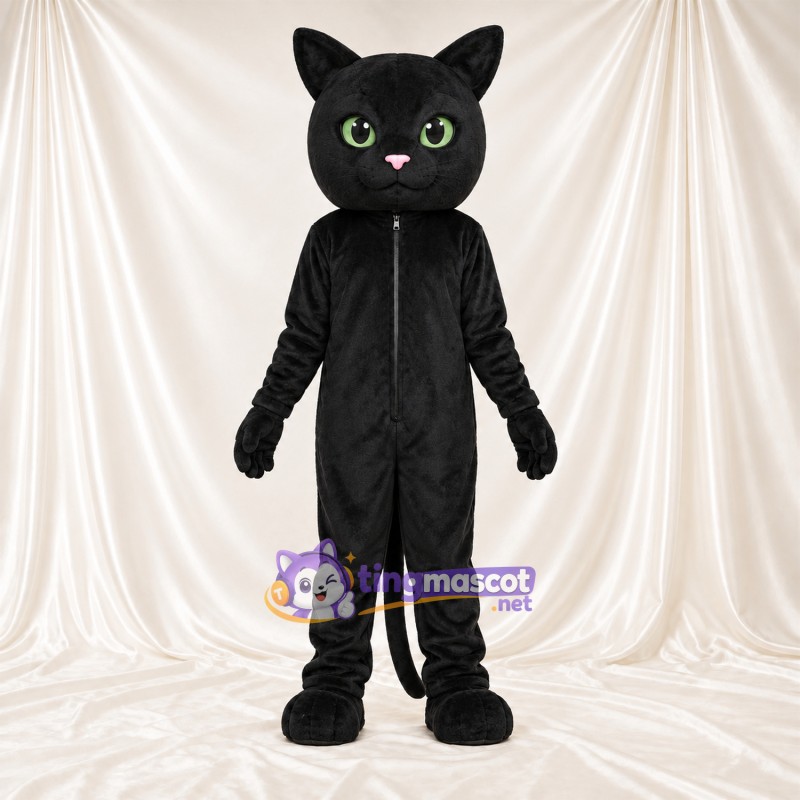 Maskottchenkostüm Panther – schwarz – Spitze Ohren; Augen (grün) Maskottchenkostüm Panther – schwarz – Spitze Ohren; Augen (grün)