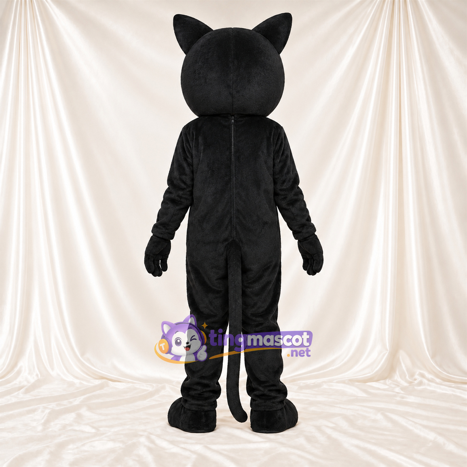 Maskottchenkostüm Panther – schwarz – Spitze Ohren; Augen (grün) Maskottchenkostüm Panther – schwarz – Spitze Ohren; Augen (grün)