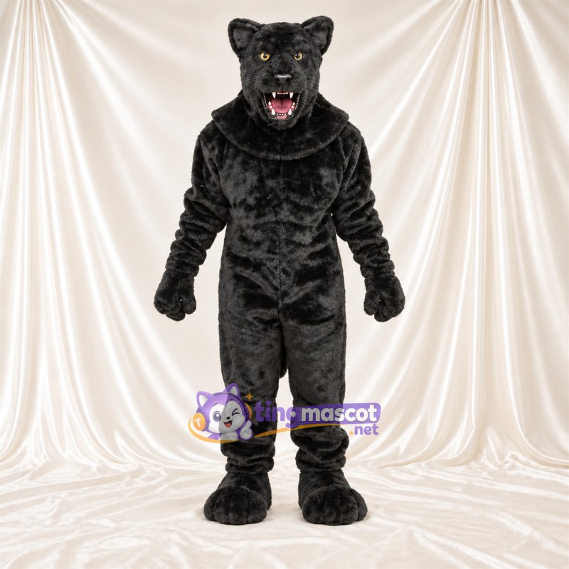 Black Panther Mascot Costume - Pointed Fangs and Rosette Spots Black Panther Mascot Costume - Pointed Fangs and Rosette Spots
