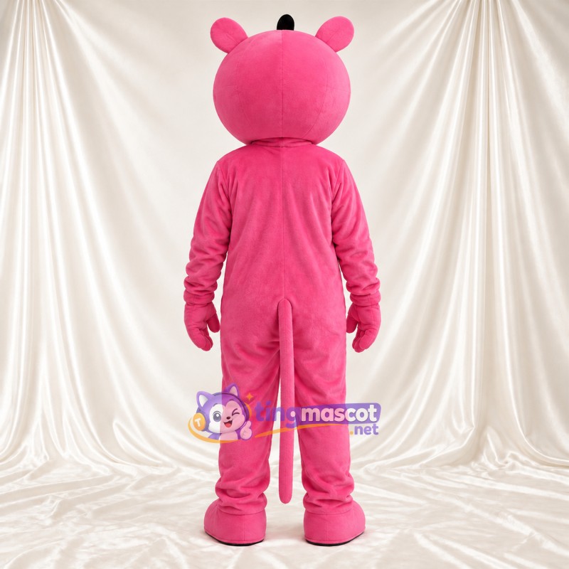 Maskottchenkostüm Panther – rosa – Lange Schnauze; Haarschopf Maskottchenkostüm Panther – rosa – Lange Schnauze; Haarschopf
