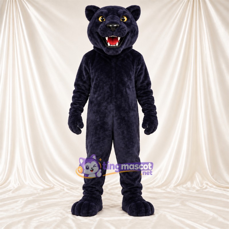 Maskottchenkostüm Panther – blau – Augen (gelb); Spitze Fangzähne Maskottchenkostüm Panther – blau – Augen (gelb); Spitze Fangzähne