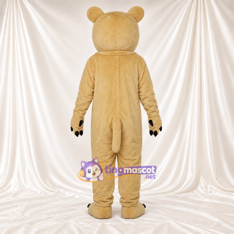 Costume de mascotte Chat sauvage – brun clair – Griffes (noir); Bouche fermée Costume de mascotte Chat sauvage – brun clair – Griffes (noir); Bouche fermée