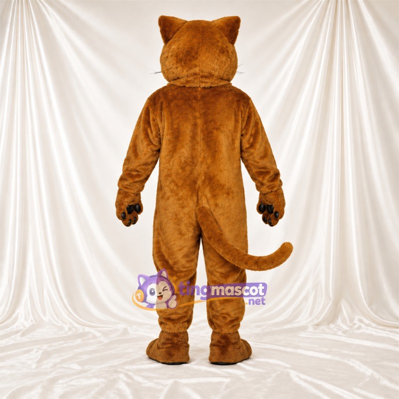 Costume de mascotte Chat sauvage – marron – Queue enroulée; Yeux (vert) Costume de mascotte Chat sauvage – marron – Queue enroulée; Yeux (vert)