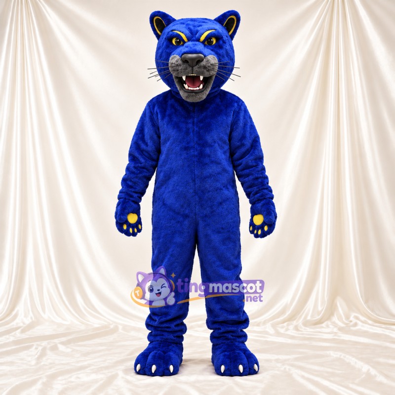 Costume de mascotte Panthère – bleu – Coussinets (jaune); Yeux (jaune) Costume de mascotte Panthère – bleu – Coussinets (jaune); Yeux (jaune)