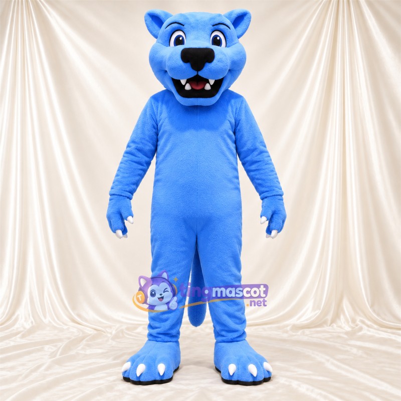 Costume de mascotte Panthère – bleu – Bouche ouverte; Orteils (blanc) Costume de mascotte Panthère – bleu – Bouche ouverte; Orteils (blanc)