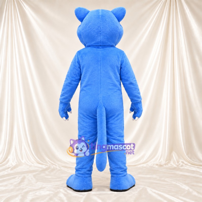 Costume de mascotte Panthère – bleu – Bouche ouverte; Orteils (blanc) Costume de mascotte Panthère – bleu – Bouche ouverte; Orteils (blanc)