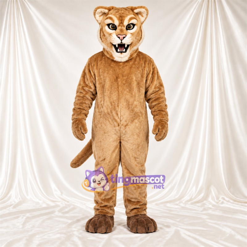 Costume de mascotte Puma – brun clair – Longue queue; Museau (blanc) Costume de mascotte Puma – brun clair – Longue queue; Museau (blanc)
